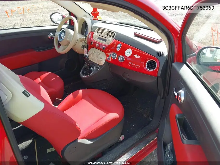 2013 Fiat 500 Pop VIN: 3C3CFFAR6DT753069 Lot: 45539549
