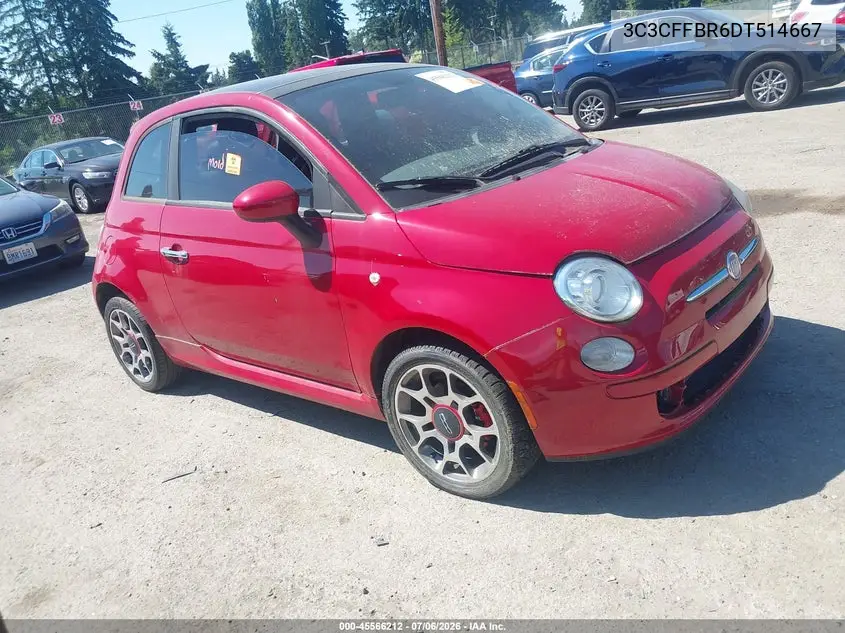 2013 Fiat 500 Sport VIN: 3C3CFFBR6DT514667 Lot: 45566212