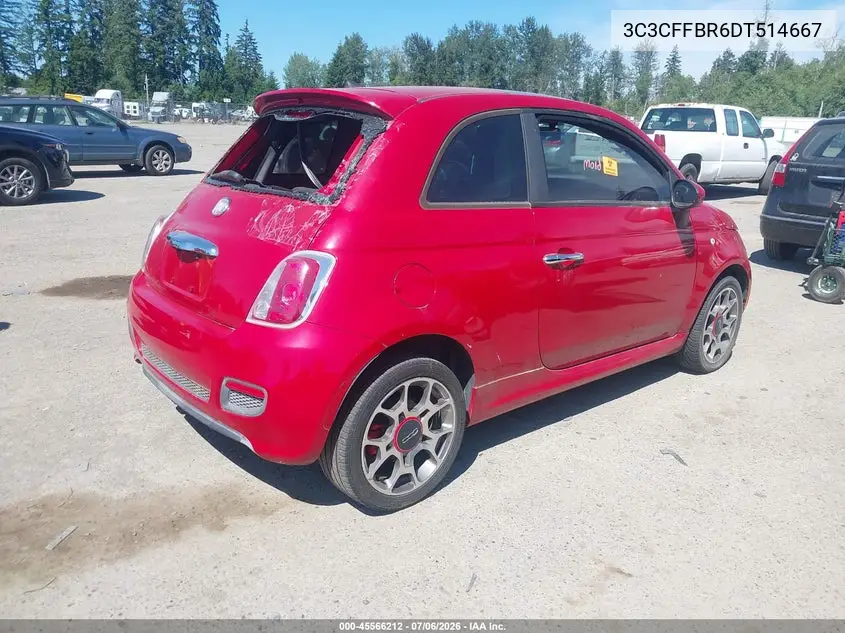 2013 Fiat 500 Sport VIN: 3C3CFFBR6DT514667 Lot: 45566212