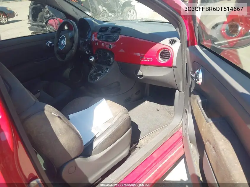 2013 Fiat 500 Sport VIN: 3C3CFFBR6DT514667 Lot: 45566212
