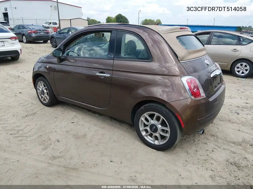 2013 Fiat 500C Pop VIN: 3C3CFFDR7DT514058 Lot: 45592895