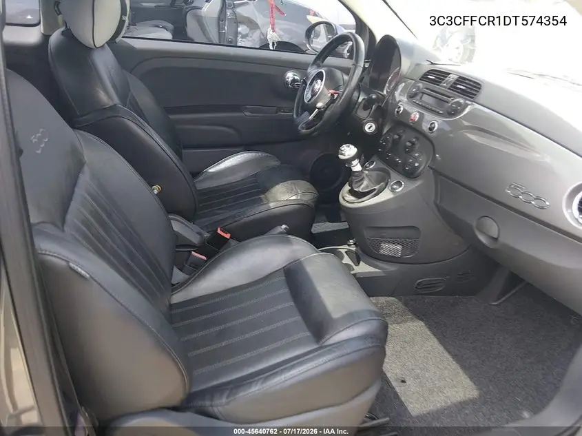 2013 Fiat 500 Lounge VIN: 3C3CFFCR1DT574354 Lot: 45640762