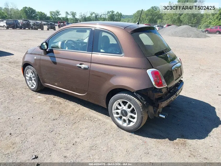 2015 Fiat 500 Pop VIN: 3C3CFFAR4FT502425 Lot: 45284375