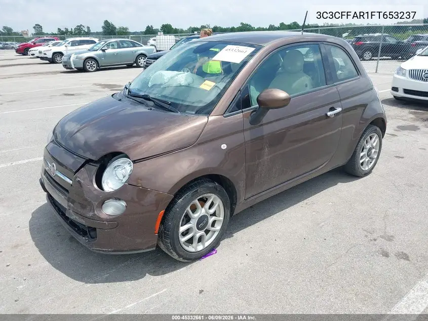 2015 Fiat 500 Pop VIN: 3C3CFFAR1FT653237 Lot: 45332661