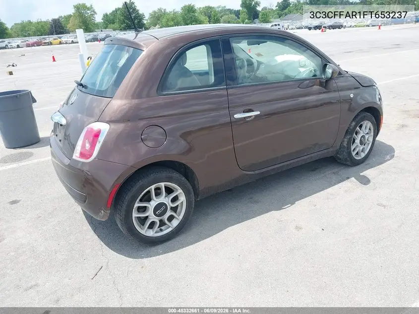 2015 Fiat 500 Pop VIN: 3C3CFFAR1FT653237 Lot: 45332661