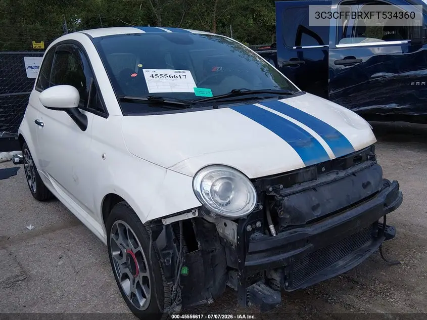 2015 Fiat 500 Sport VIN: 3C3CFFBRXFT534360 Lot: 45556617