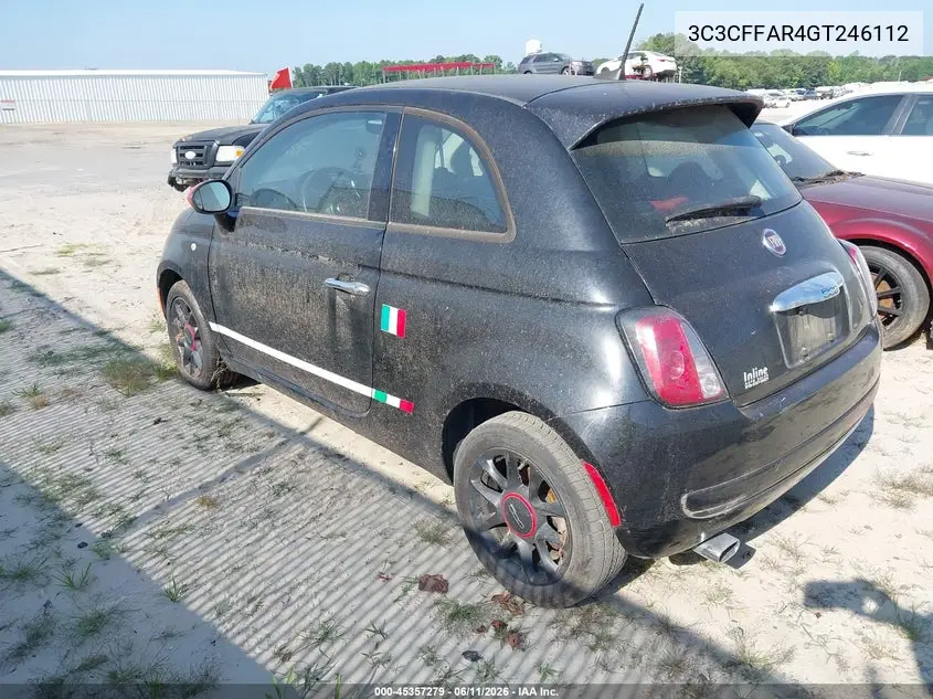 2016 Fiat 500 Pop VIN: 3C3CFFAR4GT246112 Lot: 45357279