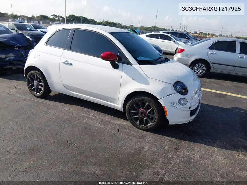 2016 Fiat 500 Pop VIN: 3C3CFFARXGT217925 Lot: 45385827