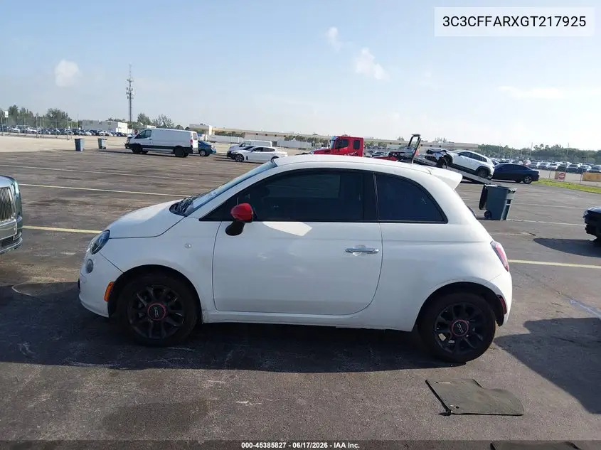 2016 Fiat 500 Pop VIN: 3C3CFFARXGT217925 Lot: 45385827