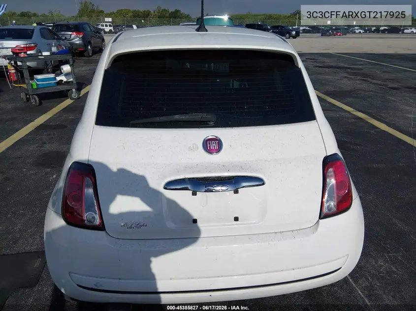 2016 Fiat 500 Pop VIN: 3C3CFFARXGT217925 Lot: 45385827