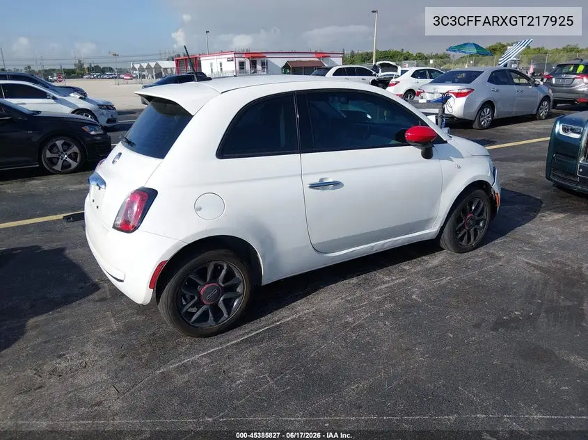 2016 Fiat 500 Pop VIN: 3C3CFFARXGT217925 Lot: 45385827