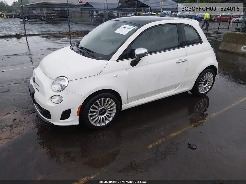 2018 Fiat 500 Lounge VIN: 3C3CFFCH0JT524015 Lot: 45581395
