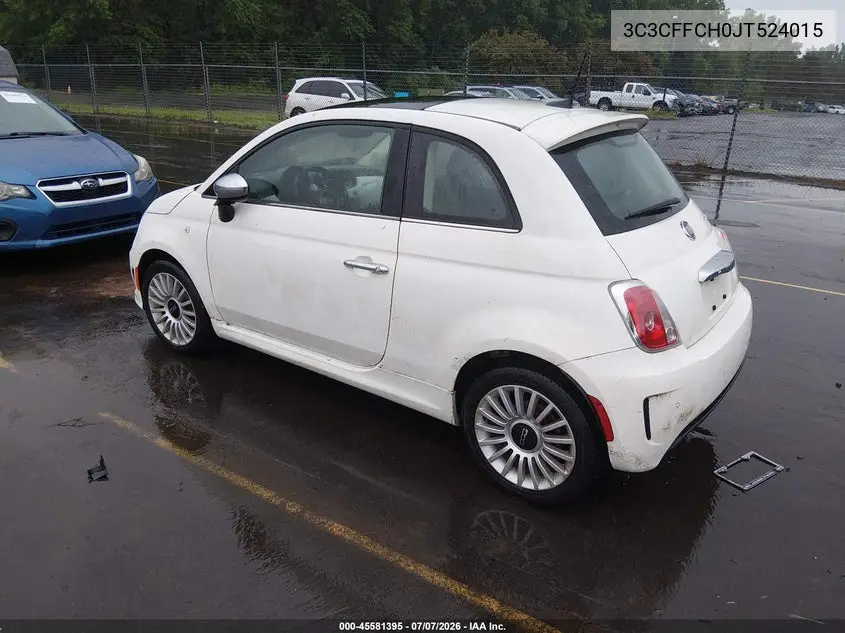 2018 Fiat 500 Lounge VIN: 3C3CFFCH0JT524015 Lot: 45581395