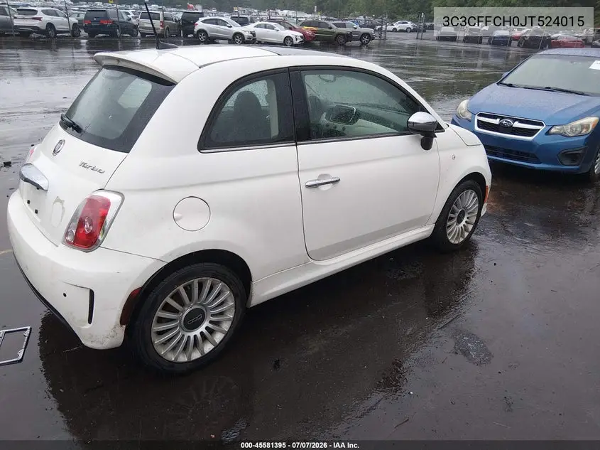2018 Fiat 500 Lounge VIN: 3C3CFFCH0JT524015 Lot: 45581395