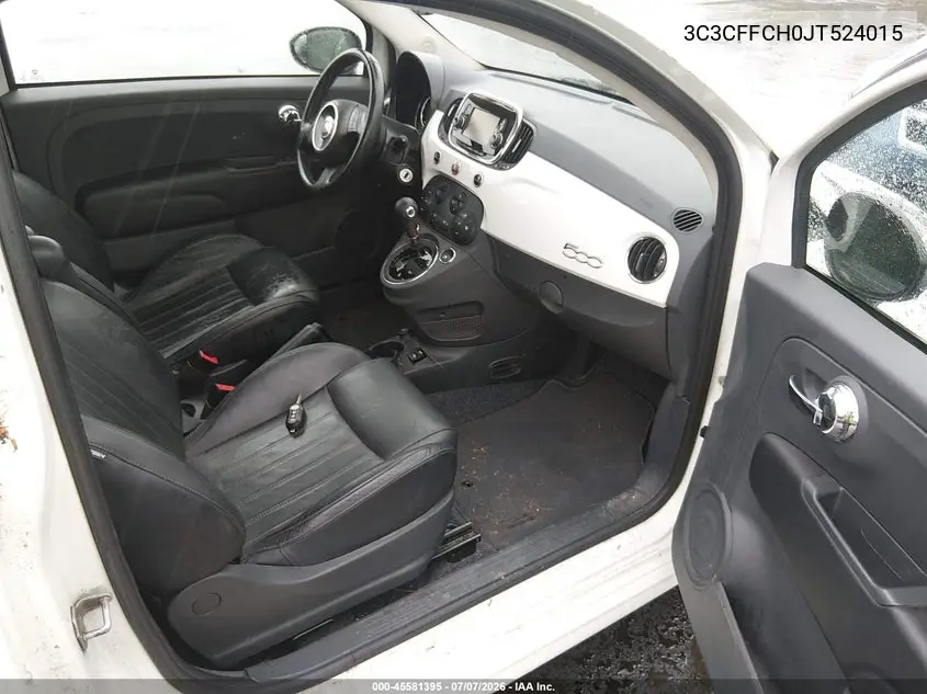 2018 Fiat 500 Lounge VIN: 3C3CFFCH0JT524015 Lot: 45581395