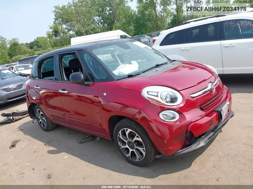 2015 Fiat 500L Easy VIN: ZFBCFABH6FZ034178 Lot: 45613506