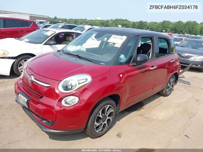 2015 Fiat 500L Easy VIN: ZFBCFABH6FZ034178 Lot: 45613506