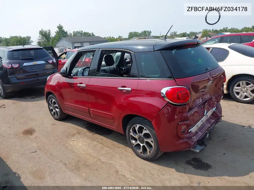 2015 Fiat 500L Easy VIN: ZFBCFABH6FZ034178 Lot: 45613506