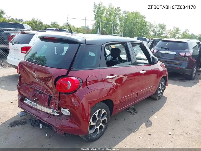 2015 Fiat 500L Easy VIN: ZFBCFABH6FZ034178 Lot: 45613506