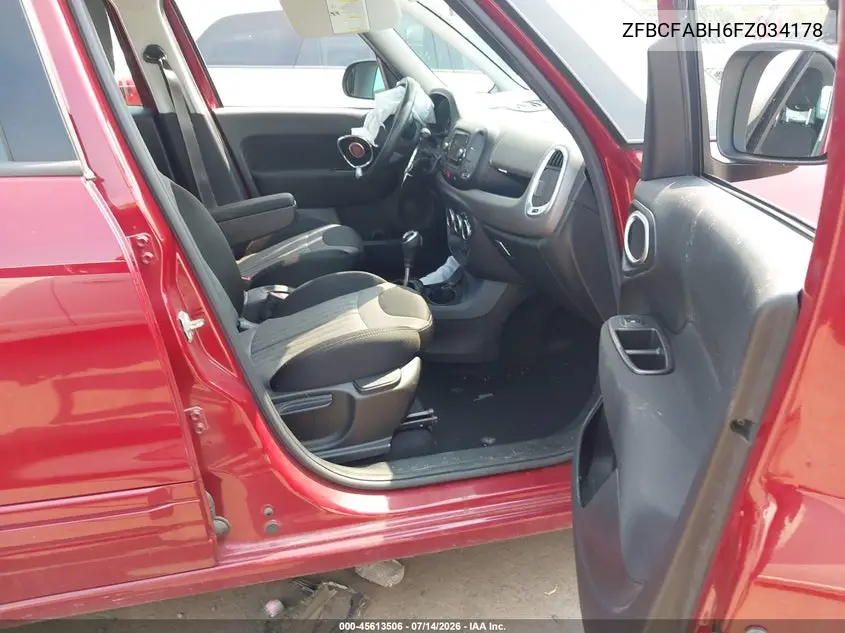 2015 Fiat 500L Easy VIN: ZFBCFABH6FZ034178 Lot: 45613506