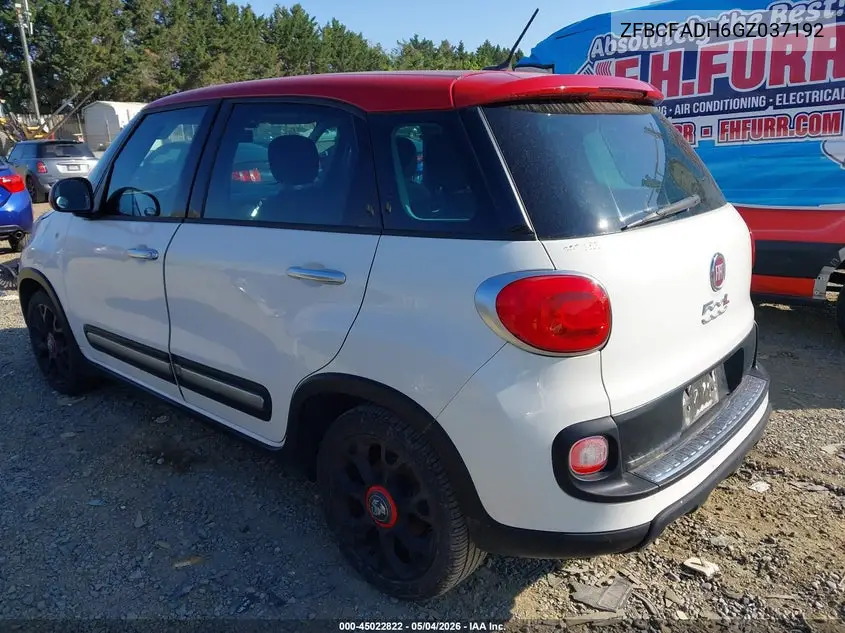 2016 Fiat 500L Urbana Trekking VIN: ZFBCFADH6GZ037192 Lot: 45022822