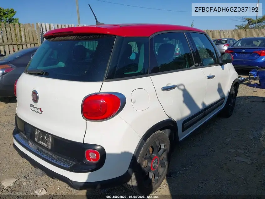 2016 Fiat 500L Urbana Trekking VIN: ZFBCFADH6GZ037192 Lot: 45022822