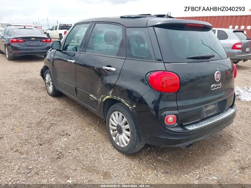2017 Fiat 500L Pop VIN: ZFBCFAAH8HZ040293 Lot: 45303379