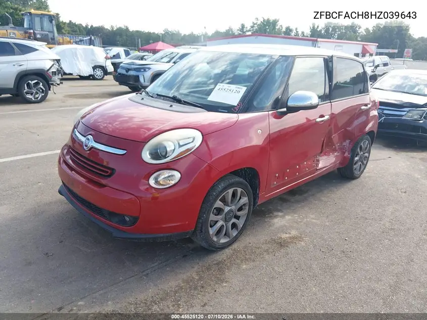 2017 Fiat 500L Lounge VIN: ZFBCFACH8HZ039643 Lot: 45525120