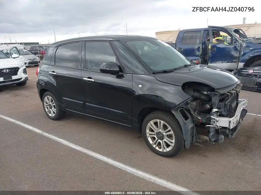 2018 Fiat 500L Pop VIN: ZFBCFAAH4JZ040796 Lot: 45056512