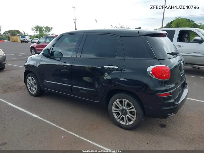 2018 Fiat 500L Pop VIN: ZFBCFAAH4JZ040796 Lot: 45056512