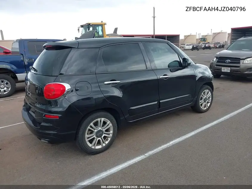 2018 Fiat 500L Pop VIN: ZFBCFAAH4JZ040796 Lot: 45056512