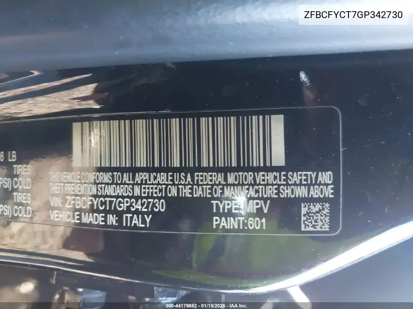 2016 Fiat 500X Trekking VIN: ZFBCFYCT7GP342730 Lot: 44176682