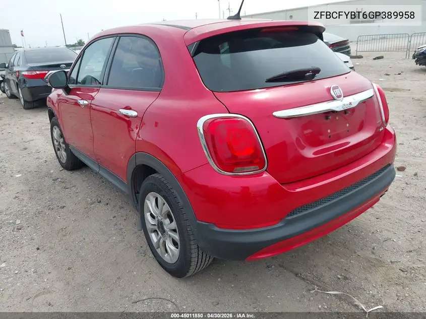 2016 Fiat 500X Easy VIN: ZFBCFYBT6GP389958 Lot: 45011850