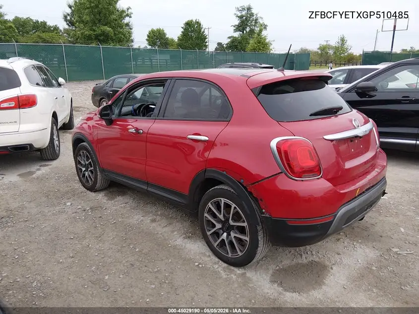 2016 Fiat 500X Trekking Plus VIN: ZFBCFYETXGP510485 Lot: 45029190