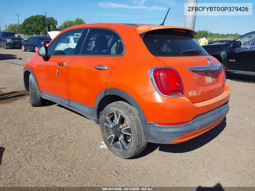 2016 Fiat 500X Easy VIN: ZFBCFYBT0GP379426 Lot: 45114359