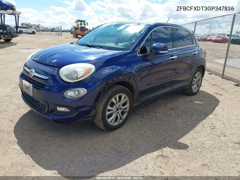 2016 Fiat 500X Lounge VIN: ZFBCFXDT3GP347836 Lot: 45220216