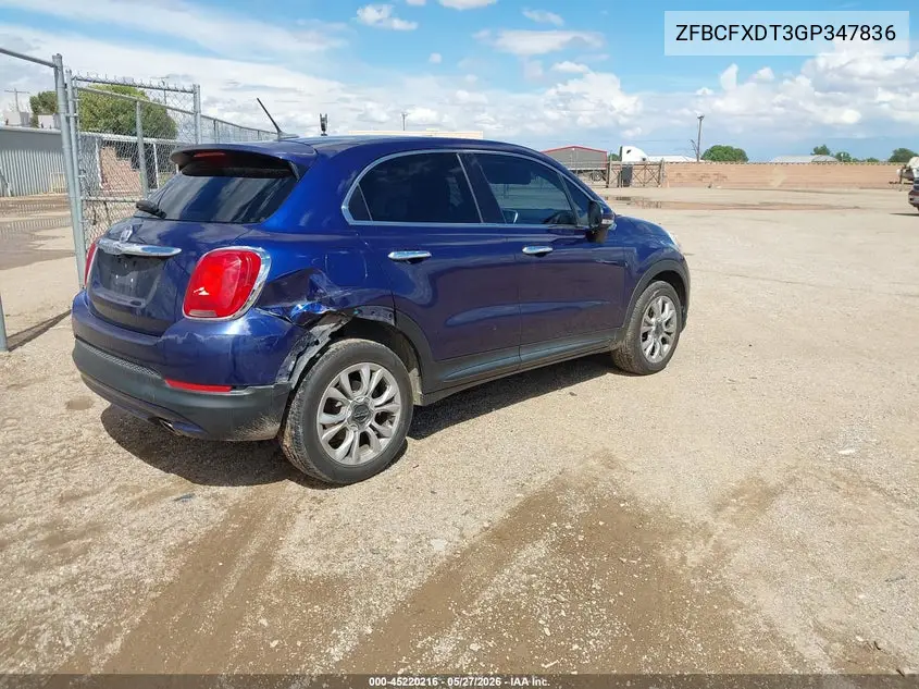 2016 Fiat 500X Lounge VIN: ZFBCFXDT3GP347836 Lot: 45220216