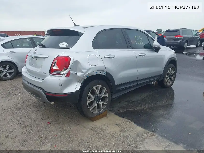 2016 Fiat 500X Trekking VIN: ZFBCFYCT4GP377483 Lot: 45315627