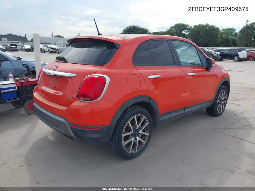2016 Fiat 500X Trekking Plus VIN: ZFBCFYET3GP409675 Lot: 45433669