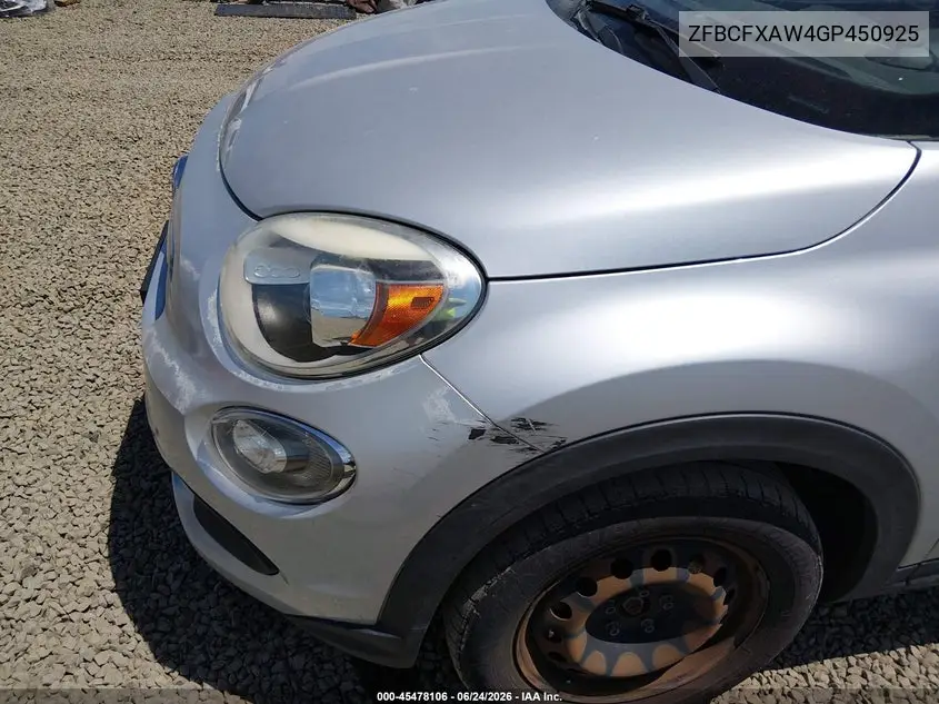2016 Fiat 500X Pop VIN: ZFBCFXAW4GP450925 Lot: 45478106