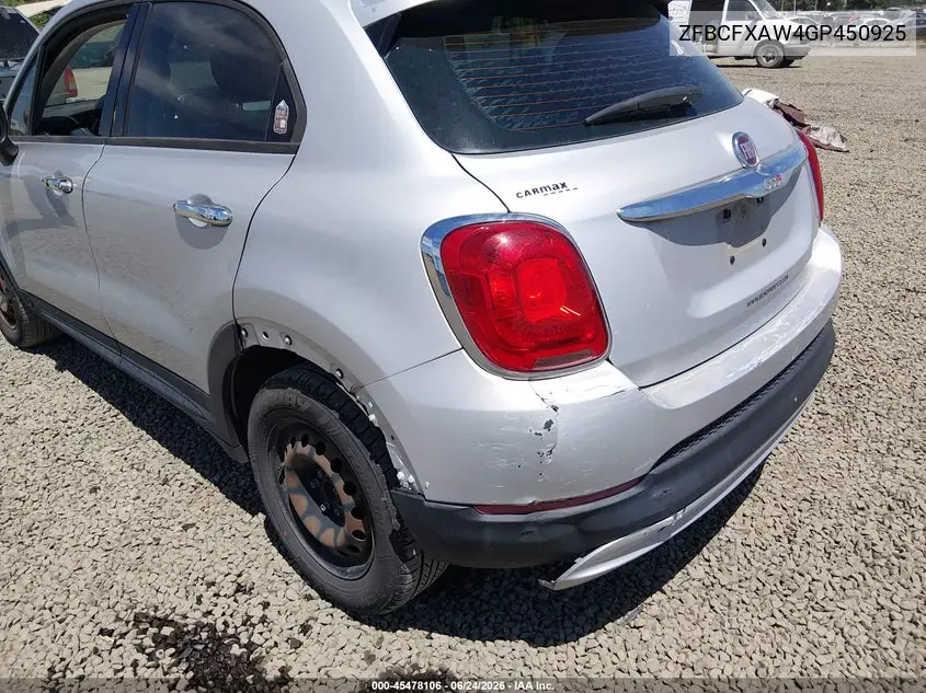 2016 Fiat 500X Pop VIN: ZFBCFXAW4GP450925 Lot: 45478106