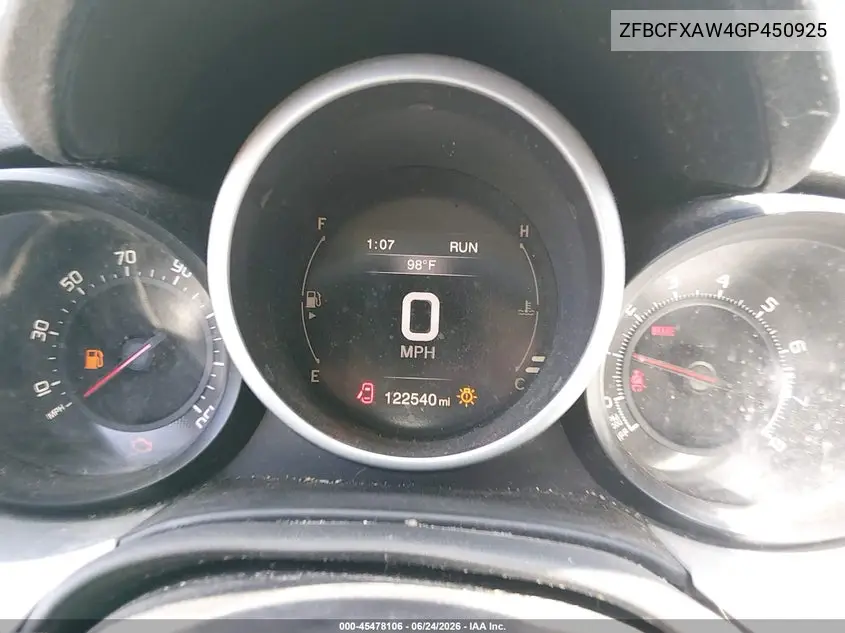 2016 Fiat 500X Pop VIN: ZFBCFXAW4GP450925 Lot: 45478106
