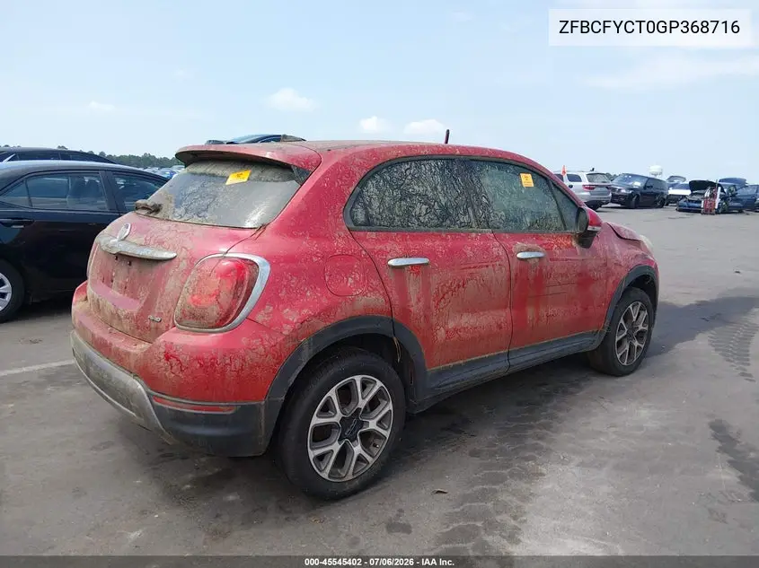 2016 Fiat 500X Trekking VIN: ZFBCFYCT0GP368716 Lot: 45545402