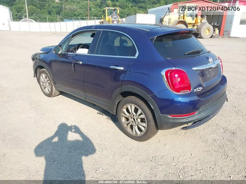 2016 Fiat 500X Lounge VIN: ZFBCFXDT2GP404706 Lot: 45601108