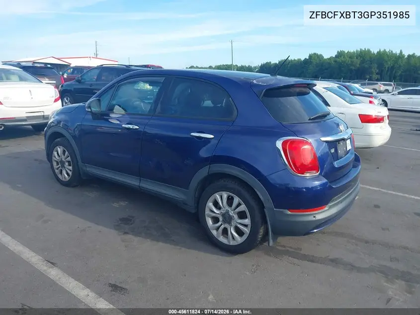 2016 Fiat 500X Easy VIN: ZFBCFXBT3GP351985 Lot: 45611824