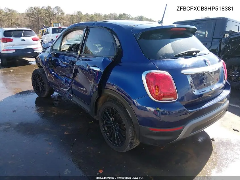 2017 Fiat 500X Trekking Fwd VIN: ZFBCFXCB8HP518381 Lot: 44339337