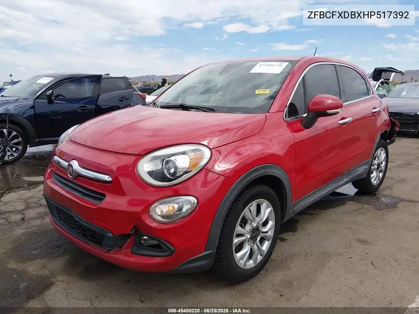 2017 Fiat 500X Lounge Fwd VIN: ZFBCFXDBXHP517392 Lot: 45480220