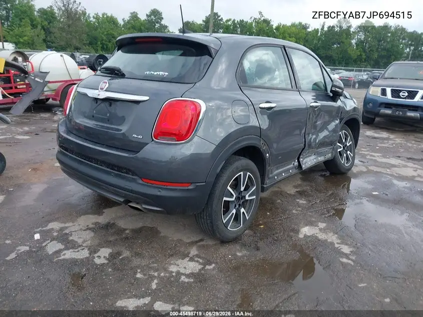 2018 Fiat 500X Pop Awd VIN: ZFBCFYAB7JP694515 Lot: 45498719