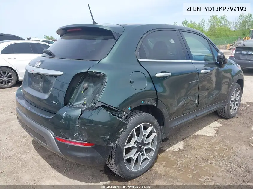 2019 Fiat 500X Trekking Plus Awd VIN: ZFBNFYD13KP799193 Lot: 45168610