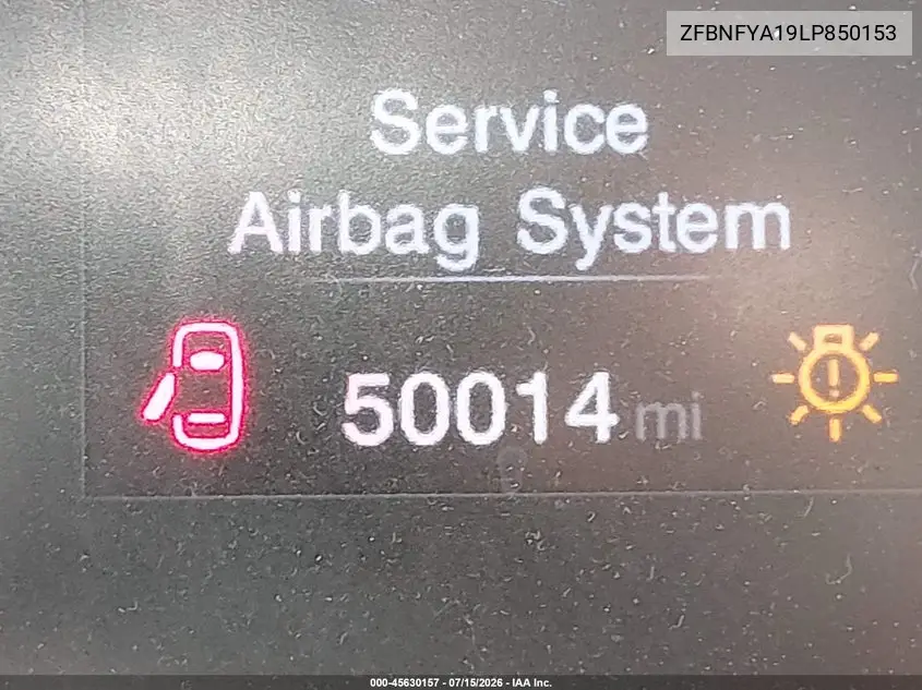 2020 Fiat 500X Pop Awd VIN: ZFBNFYA19LP850153 Lot: 45630157